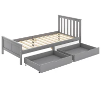Wooden Pine Divan Storage Bed with Drawers, Solid Slatted Base, 3ft Single, 196x100x82 cm, Gray(m-10)