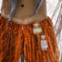 HOMCOM Wiedźma z Miksturą, Dekoracja Halloween, Straszne Dźwięki, Czerwone Oczy, Ruchoma, 183 cm(m-9)