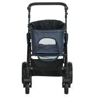 PawHut Hundebuggy Hundewagen bis 10 kg Klappbar Tragtasche Bodenkorb 99L x 62B x 106H cm Dunkelblau(m-11)