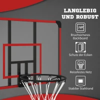 SPORTNOW Basketbalring voor Wandmontage, Binnen/Buiten, Stevige PC-Achterkant, Nylonnet, Stalen Rand, 113x61x73 cm(m-5)