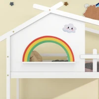 Children's Bunk Bed Frame with Ladder, House Bed, Space-Saving Design, Ideal for Kids' Room Storage, 200.5x98.5x189.5 cm, White(m-6)