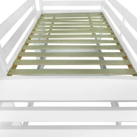 Triple Bunk Bed with Ladder, Solid Pine Wood Frame, Space-Saving Design, 195x96.5x191.5 cm, White(m-10)