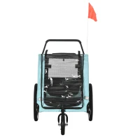 PawHut 2-in-1 Hundeanhänger Hundewagen Fahrradanhänger bis 30kg klappbar Schiebefunktion 2 Eingänge Netzfenster Sonnenschutz Stahlrahmen hellblau 170 x 77 x 90 cm(m-10)