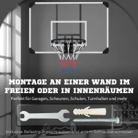 SPORTNOW Basketbalring, Onbreekbare Achterwand, In Hoogte Verstelbaar, Indoor & Outdoor, Stalen Frame, Zwart(m-4)