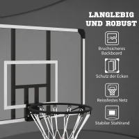 SPORTNOW Basketbalring, Onbreekbare Achterwand, In Hoogte Verstelbaar, Indoor & Outdoor, Stalen Frame, Zwart(m-5)
