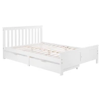 Wooden Solid Pine Divan Storage Bed with Drawers, Double Bed Frame for Adults and Kids, 196x146x82 cm, White(m-2)