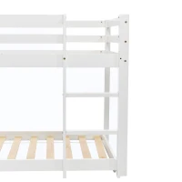 Children's Cabin Bunk Bed Frame with Slide & Ladder, Adjustable Lower Bed, Kids Storage, 207x215x110cm, White(m-7)