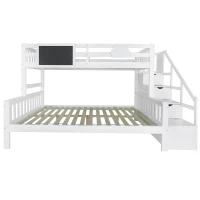 Children's Bunk Bed with Stairs and Trundle, Solid Pine Wood, Cloud Design, Multiple Storage Compartments, Kids Storage Solution, 234x140x139 cm, White(m-13)