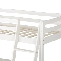 Single 3FT Loft Bed Frame with Desk, High Sleeper Bunk Bed for Children, Solid Pine Wood, 198x97x172 cm, White(m-9)