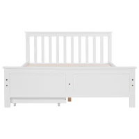 Wooden Solid Pine Divan Storage Bed with Drawers, Double Bed Frame for Adults and Kids, 196x146x82 cm, White(m-9)