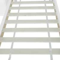 Triple Bunk Beds with Side Ladder, Safety Rails, Pine Frame, 205x146.5x165 cm, White(m-11)