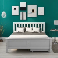 Wooden Solid Pine Divan Storage Bed with Drawers, Double Bed Frame for Adults and Kids, 196x146x82 cm, White(m-5)