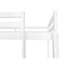 Triple Bunk Bed with Ladder, Solid Pine Wood Frame, Space-Saving Design, 195x96.5x191.5 cm, White(m-12)