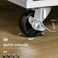 HOMCOM Carrello da Cucina Multiuso in Legno con 2 Cassetti, Armadietto e 4 Ruote, 104x46x91cm, Grigio(m-5)