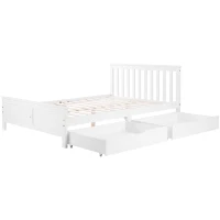 Wooden Solid Pine Divan Storage Bed with Drawers, Double Bed Frame for Adults and Kids, 196x146x82 cm, White(m-11)