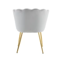 Esszimmerstühle Blütendesign Sessel: Samt 43cm mit Goldenen Metallbeinen, Lounge-geeignet Grau(m-7)