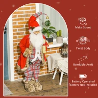 HOMCOM 4'6" Animated Santa Claus Figure, with Sound - Red(m-6)