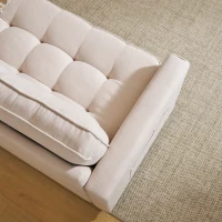 2-Sitzer Schlafsofa 151x75cm mit Seitentaschen, doppellagiger Polsterung, ausklappbar, Modernes Design fürs Zuhause, Beige(m-8)