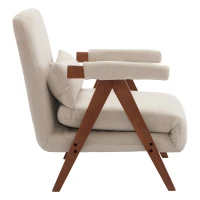 6-fach verstellbarer Schlafsessel, gepolsterter Liegesessel mit Kissen, geeignet für Zuhause und Büro, 128x57,5x23,5 cm, Beige(m-11)