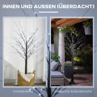 HOMCOM Kunstmatige Berk met LED-verlichting, 96 warmwitte Micro-LEDs, 150 cm, Bruin(m-7)