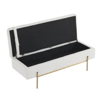 Gepolsterte Sitzbank mit Metallfüßen und Kopfstütze, Sitztruhe aus Teddy-Plüsch, Multifunktional mit Stauraum, 140x52x47 cm, Weiß(m-11)