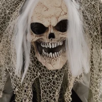 HOMCOM Duch-szkielet na Halloween, przerażający wył, zielone światło, ruchome ramiona, 160 cm(m-8)