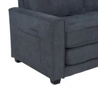 Schlafsofa mit Seitentaschen, Doppelbett Sofa, Kompakt Design für Wohnzimmer, Dunkelgrau(m-10)