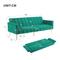 3-in-1 Klappsofa mit 3-fach verstellbarer Rückenlehne, ideal für Wohnzimmer und Schlafzimmer, Grün(m-3)