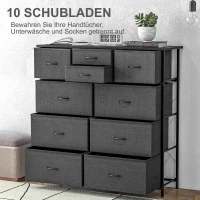 HOMCOM Dressoir, Sideboard met Stoffen Laden, 10 Vakken, Metalen Frame, 100x30x100cm, Zwart(m-4)