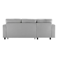Multifunktionales Schlafsofa mit reversibler Recamiere, verstecktem Stauraum und Aufbewahrungstaschen, modernes Design, Hellgrau(m-11)