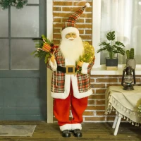 HOMCOM 4'3" Animated Santa Claus Figure, with Sound and Lights - Red/Green(m-2)