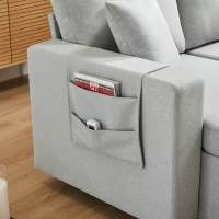 Multifunktionales Schlafsofa mit reversibler Recamiere, verstecktem Stauraum und Aufbewahrungstaschen, modernes Design, Hellgrau(m-7)