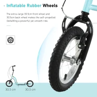 HOMCOM Teen Kids Stunt Scooter w/ Adjustable Handlebar, 12 Inch Rubber Tyres, Dual Brakes, Blue(m-7)