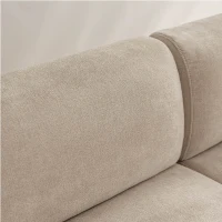 Modernes Lounge Schlafsofa aus Chenille mit dekorativen Kissen und abgerundeten Armlehnen, 211x67x71 cm, Beige(m-6)