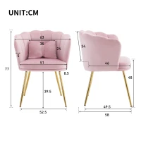 Esstisch Stühle Moderner Blütenblatt Design mit Goldenen Metallbeinen, Rosa(m-3)