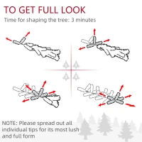 HOMCOM Set of Two 2ft Christmas Trees, with Lights, Berries and Pinecones(m-7)