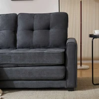 Schlafsofa mit Seitentaschen, Doppelbett Sofa, Kompakt Design für Wohnzimmer, Dunkelgrau(m-9)