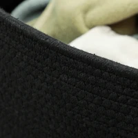 HOMCOM Kosz na bieliznę, 88L, przenośny, składany, uchwyty z ekoskóry, bawełna, Ø56 x 35,5H cm, Czarny(m-9)