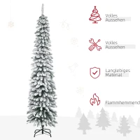 HOMCOM Kunstkerstboom, besneeuwd, slank ontwerp, brandveilig, 210 cm, Groen/Wit(m-4)