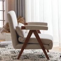 6-fach verstellbarer Schlafsessel, gepolsterter Liegesessel mit Kissen, geeignet für Zuhause und Büro, 128x57,5x23,5 cm, Beige(m-4)