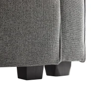 Modernes 3-Sitzer Sofa aus Leinenstoff mit Konsole, 2 Becherhaltern, 2 USB-Anschlüssen, Taschen an den Armlehnen und 4 Kissen, Dunkelgrau(m-8)