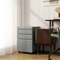 Vinsetto 3 Drawer Filling Cabinet, Mobile Metal File Cabinet with Anti-tilt Design for Letter, A4, Legal Size, Grey(m-2)
