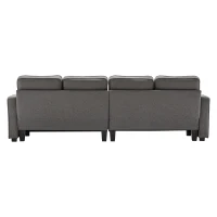 Modernes 4-Sitzer-Sofa in Leinenoptik mit Taschen an den Armlehnen und 4 Lendenkissen, geeignet für Wohnzimmer und Büro, 264x83x87 cm, Dunkelgrau(m-11)