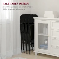 HOMCOM Opvouwbare stoel, 4-delig, Kunstleer, tot 120 kg, Metalen frame, 45x46x78cm, Zwart(m-6)