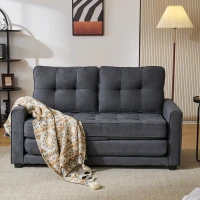 Schlafsofa mit Seitentaschen, Doppelbett Sofa, Kompakt Design für Wohnzimmer, Dunkelgrau(m-1)