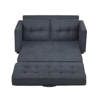 Schlafsofa mit Seitentaschen, Doppelbett Sofa, Kompakt Design für Wohnzimmer, Dunkelgrau(m-12)