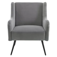 Moderner Bürostuhl in Samtoptik mit hoher Rückenlehne, Design- und Komfortsessel, 70 x 72 x 89,5 cm, Grau(m-10)