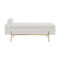 Gepolsterte Sitzbank mit Metallfüßen und Kopfstütze, Sitztruhe aus Teddy-Plüsch, Multifunktional mit Stauraum, 140x52x47 cm, Weiß(m-2)