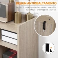 HOMCOM Credenza Moderna Multiuso con Armadietto e Cassetto in Legno 80x30x96.5cm(m-6)