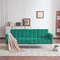 3-in-1 Klappsofa mit 3-fach verstellbarer Rückenlehne, ideal für Wohnzimmer und Schlafzimmer, Grün(m-4)